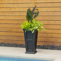 Black Self-Watering Square Planter