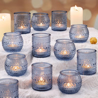 Blue Votive Candle Holders (Set of 16)