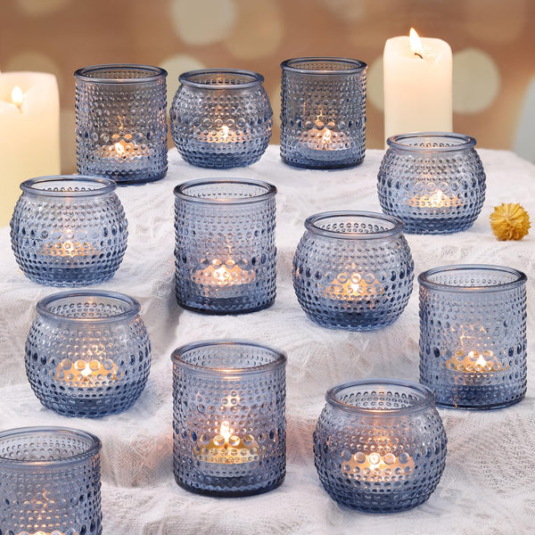 Blue Votive Candle Holders (Set of 16)