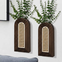 Dark Brown Rattan Wall Vase (Set of 2)