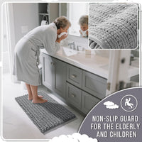 Grey Chenille Bath Rug (Set of 2)