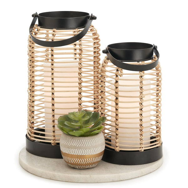 Rattan Boho Lanterns (Set of 2)