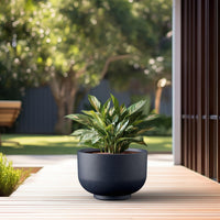 Charcoal Concrete Pedestal Planter