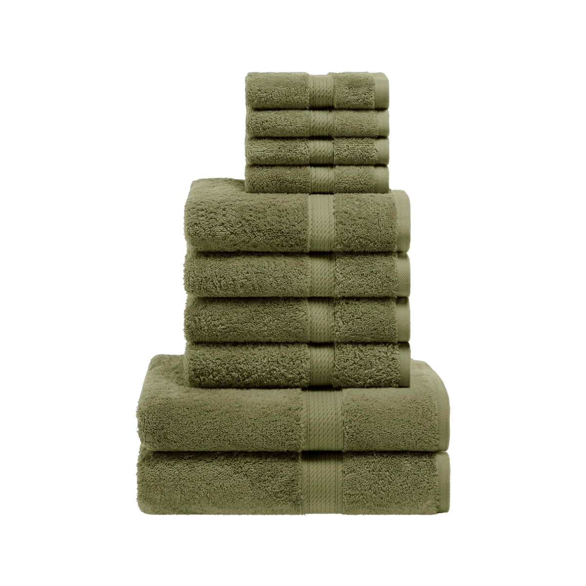 Forest Green Cotton Towels (Set of 10)