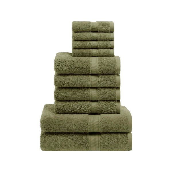 Forest Green Cotton Towels (Set of 10)