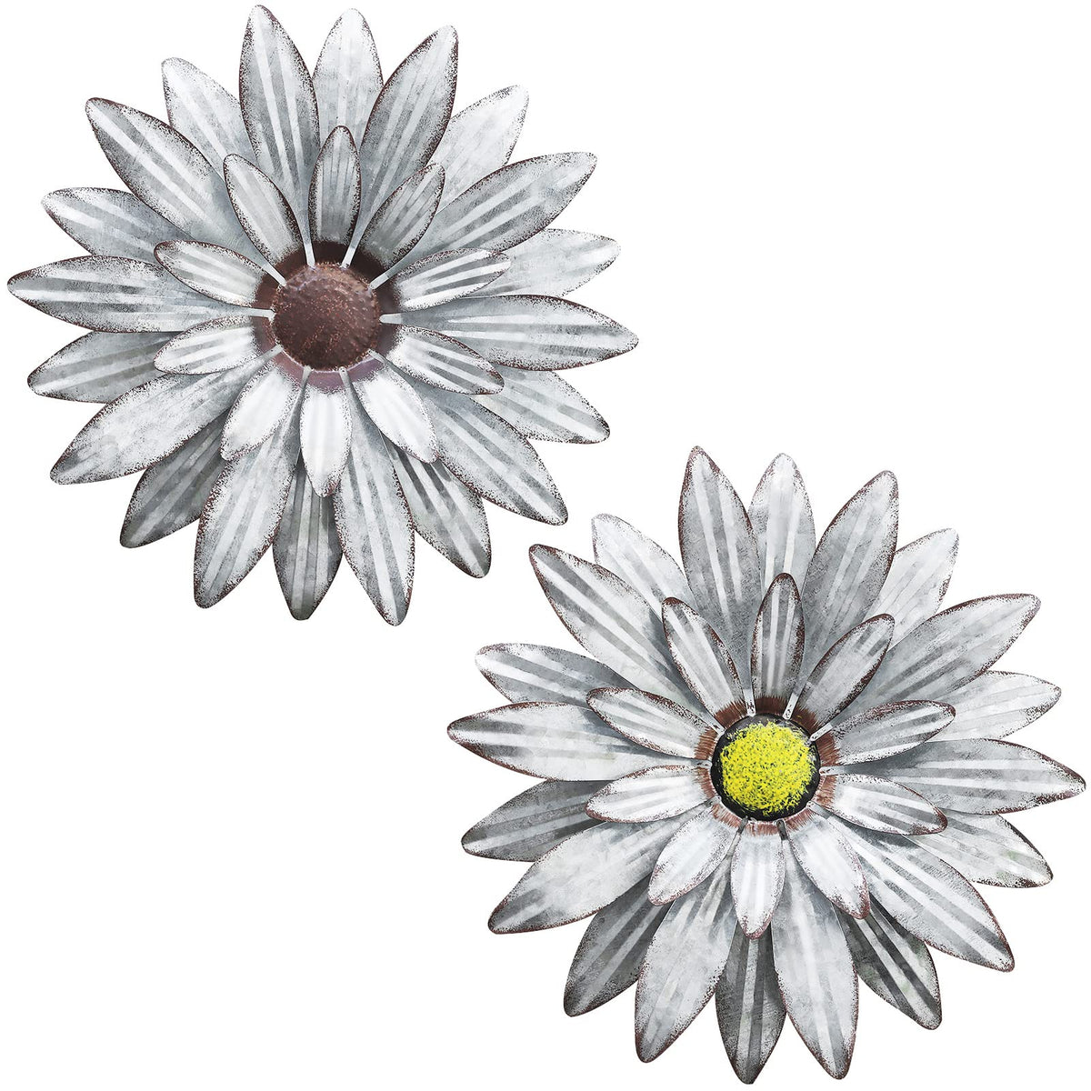Galvanized Metal Flowers (Set of 2)