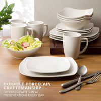 Square White Dinnerware Set (Set of 16)