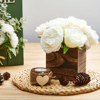 Brown Wood Cube Planters (Set of 12)