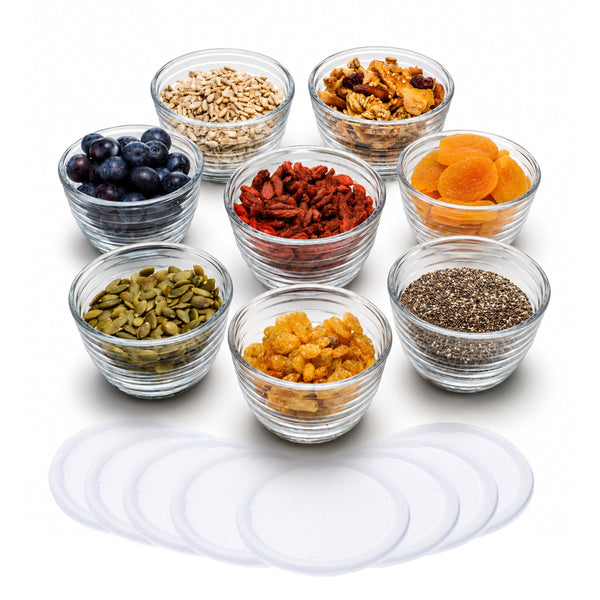 Glass Bowls With Lids (Set of 8)