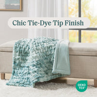 Blue Tie-Dye Faux Fur Throw