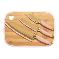Pink Bamboo Board & Knives (Set of 7)