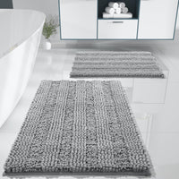 Plush Grey Chenille Bath Mat (Set of 2)