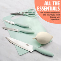 Aqua Knives & Cutting Board (Set of 5)