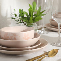 Pink Floral Dinnerware Set (Set of 16)