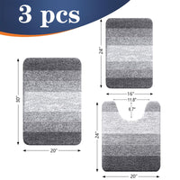 Grey Microfiber Bath Mat (Set of 3)