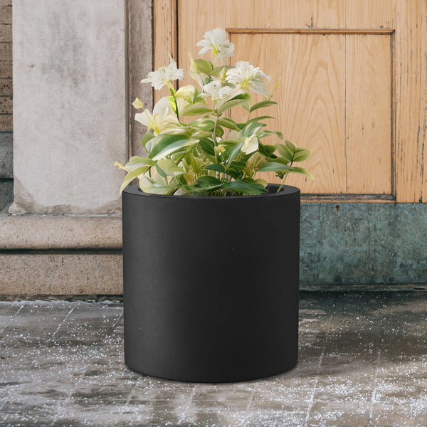 Round Black Concrete Planter