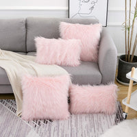 Blush Faux Fur Pillow Cover (Set of 2)