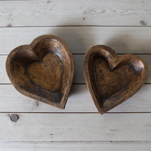 Brown Wooden Heart Bowl