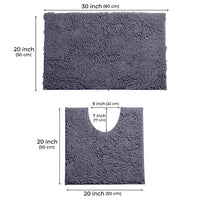 Dark Grey Chenille Bath Mat (Set of 2)