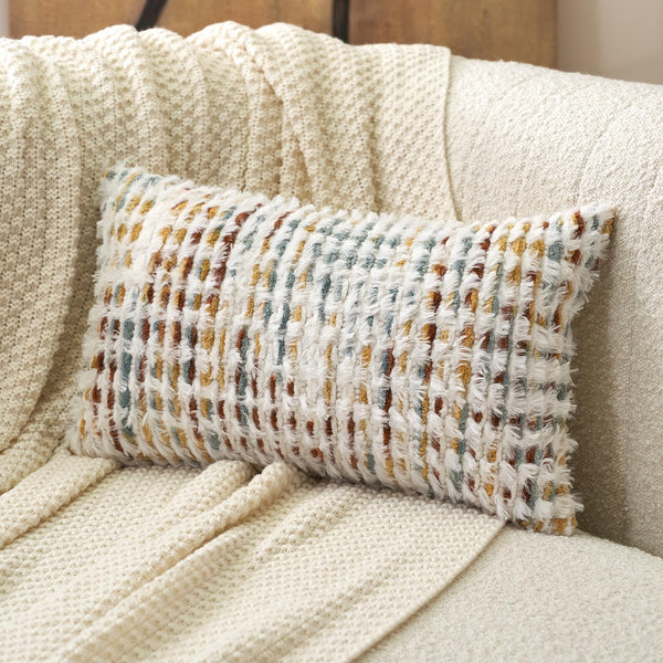Orange Tufted Lumbar Pillow Cover