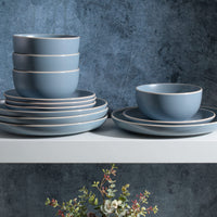 Blue Stoneware Dinnerware (Set of 12)