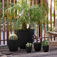 Black Planter With Saucer