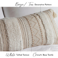 Beige Tufted Lumbar Pillow Cover