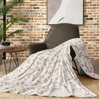 Ivory Floral Plush Blanket