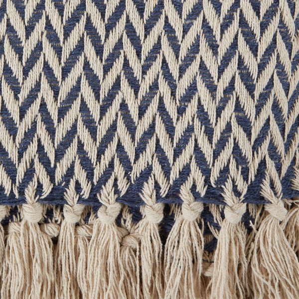 Blue Zig-Zag Cotton Throw