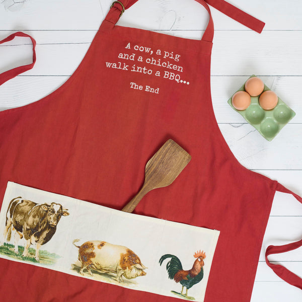 Red Farmhouse Apron