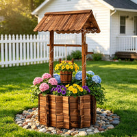 Wooden Wishing Well Planter