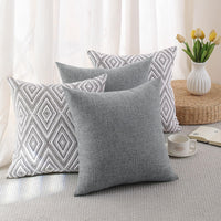Grey Textured Throw Pillow Cover (Set of 4)