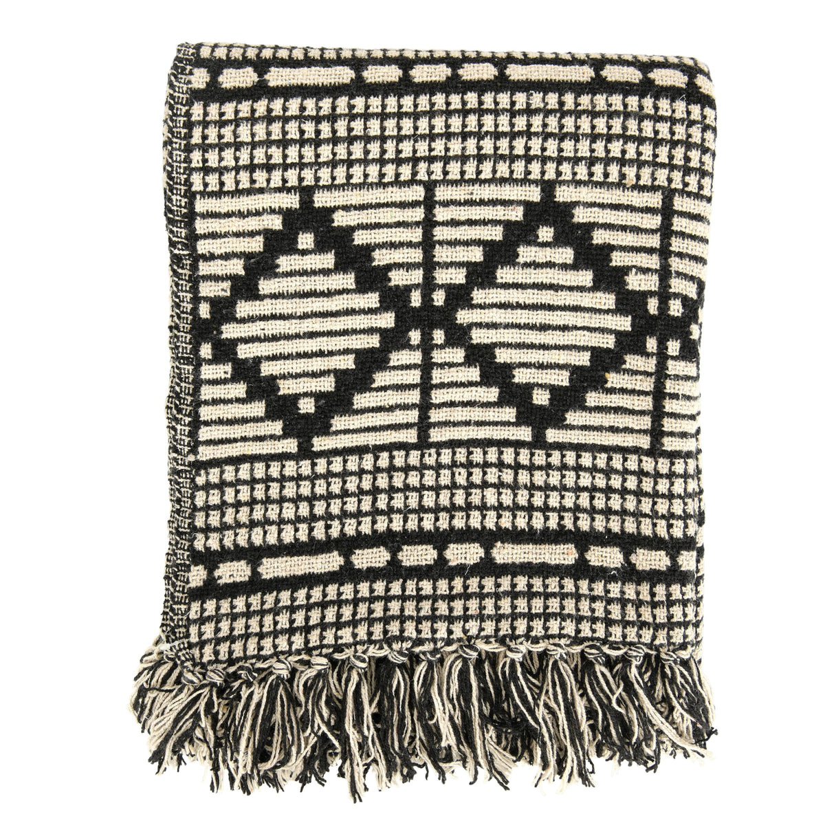 Black & Beige Diamond Cotton Throw
