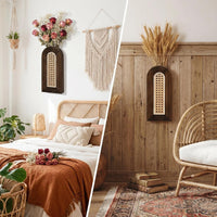 Dark Brown Rattan Wall Vase (Set of 2)