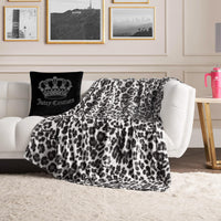 Grey Leopard Print Throw