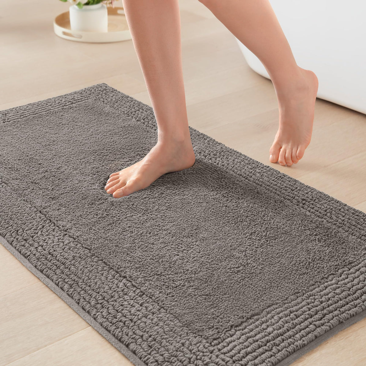 Charcoal Cotton Bath Rug