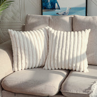 Cream Faux Fur Pillow Cover (Set of 2)