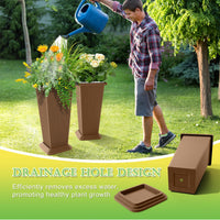Brown Ribbed Planters (Set of 2)