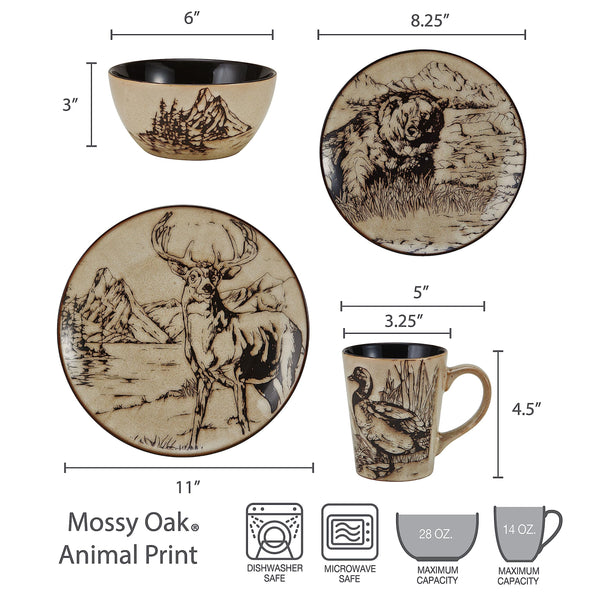 Wildlife Stoneware Dinnerware (Set of 16)