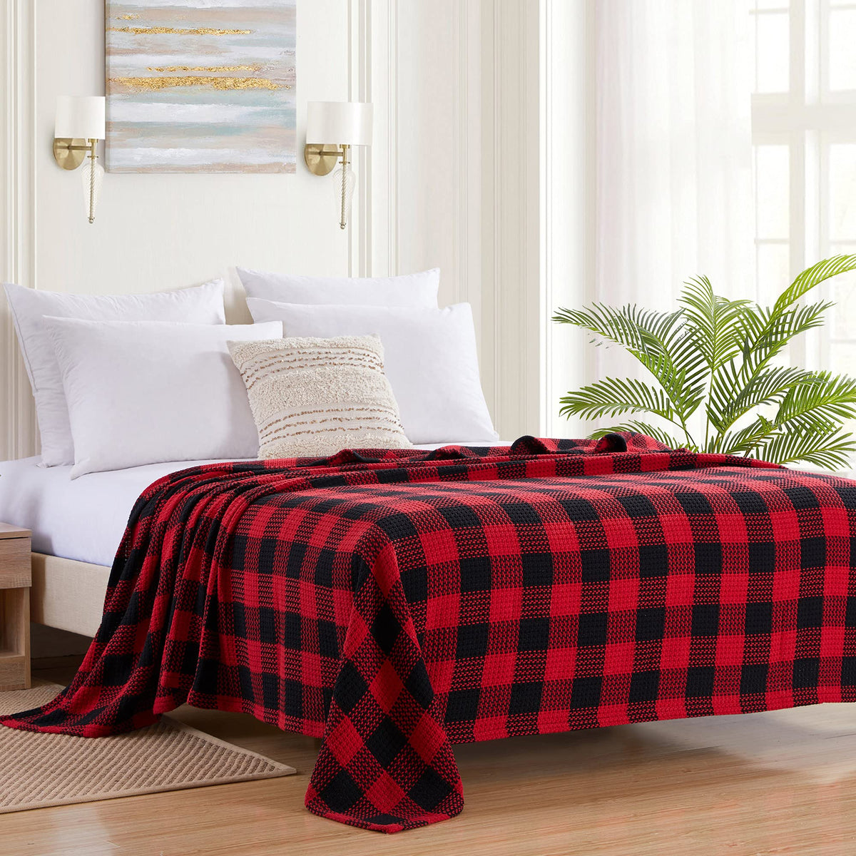 Burgundy Buffalo Plaid Blanket