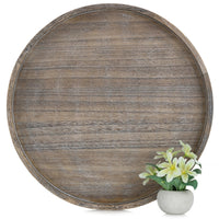 Round Wood Ottoman Tray
