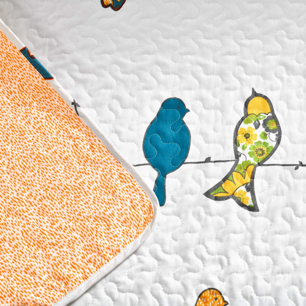 Bird Print Reversible Throw