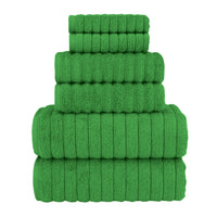 Emerald Green Ribbed Towels (Set of 6)