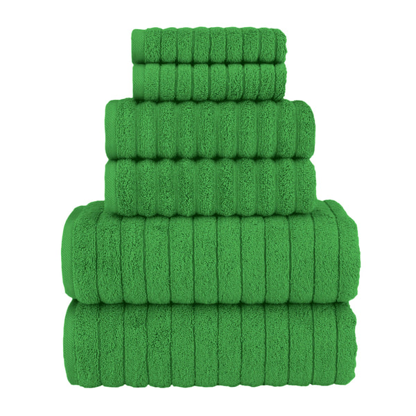 Emerald Green Ribbed Towels (Set of 6)