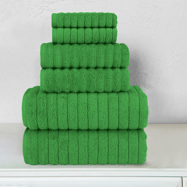 Emerald Green Ribbed Towels (Set of 6)