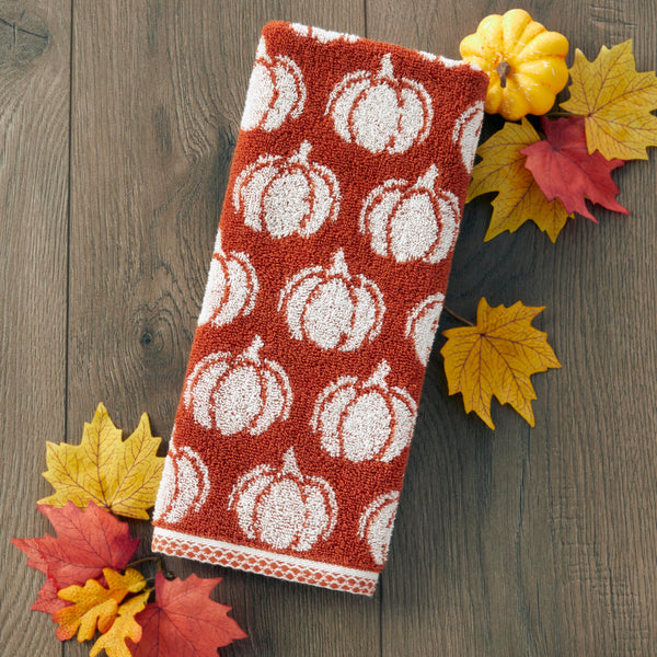 Pumpkin Jacquard Hand Towels (Set of 2)