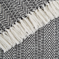 Black Herringbone Cotton Throw
