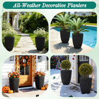 Black Fluted Tall Planters (Set of 2)