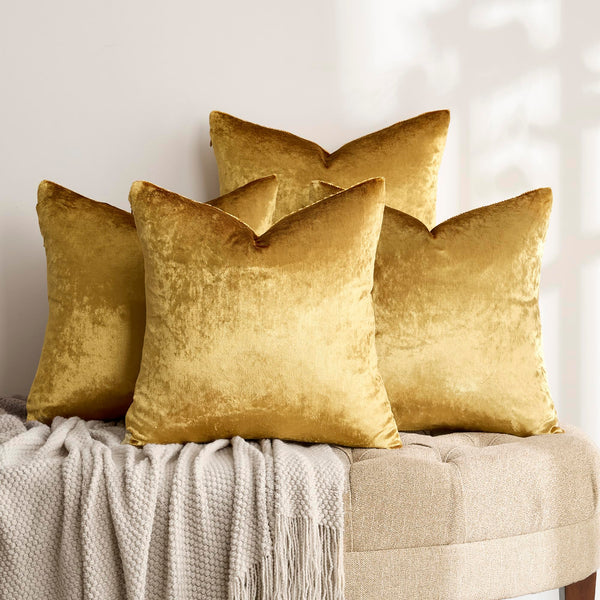 Gold Velvet Throw Pillow Cover (Set of 4)