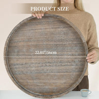 Round Wood Ottoman Tray